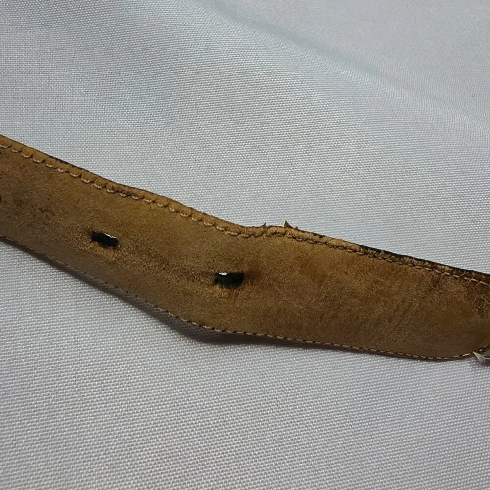 Saks Fifth Ave Unisex Dress Belt 34 Leather Lizard Skin Made in Spain Men Women
